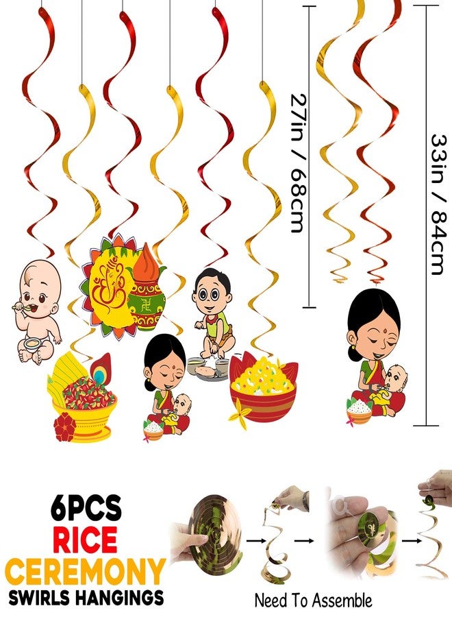 Zyozique Annaprasanam Swirls Hanging with Cutout, Annaprasanam Paper Bunting Paper Banner Hindi Font Shubh Annaprashan and Balloon,Photo Booth Props,Rice Ceremony Decorations Items (Pack of 56) - Image 5